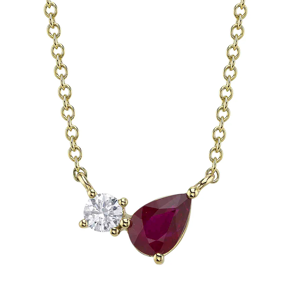 Shy Creation 14K Ruby and Diamond Necklace