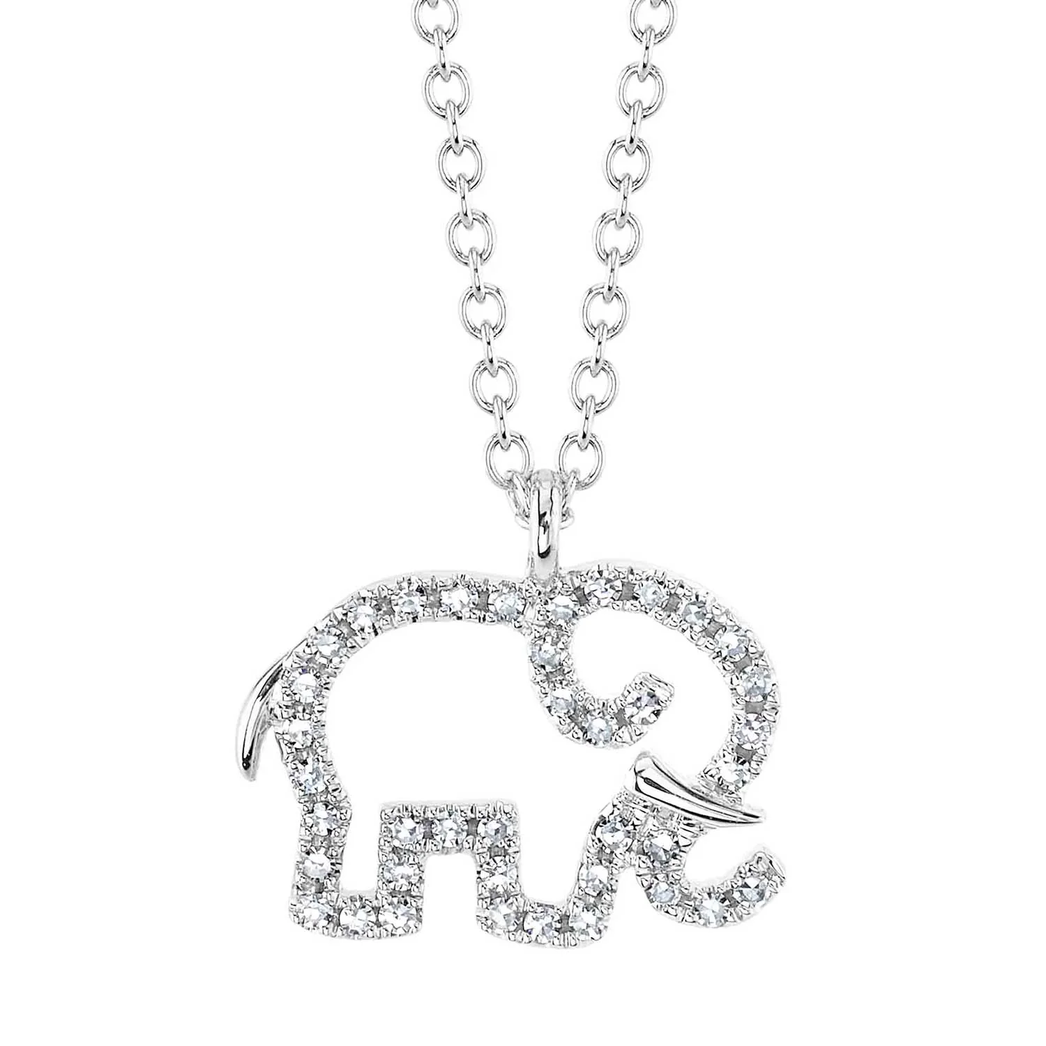 Shy Creation 14K Elephant Diamond Necklace