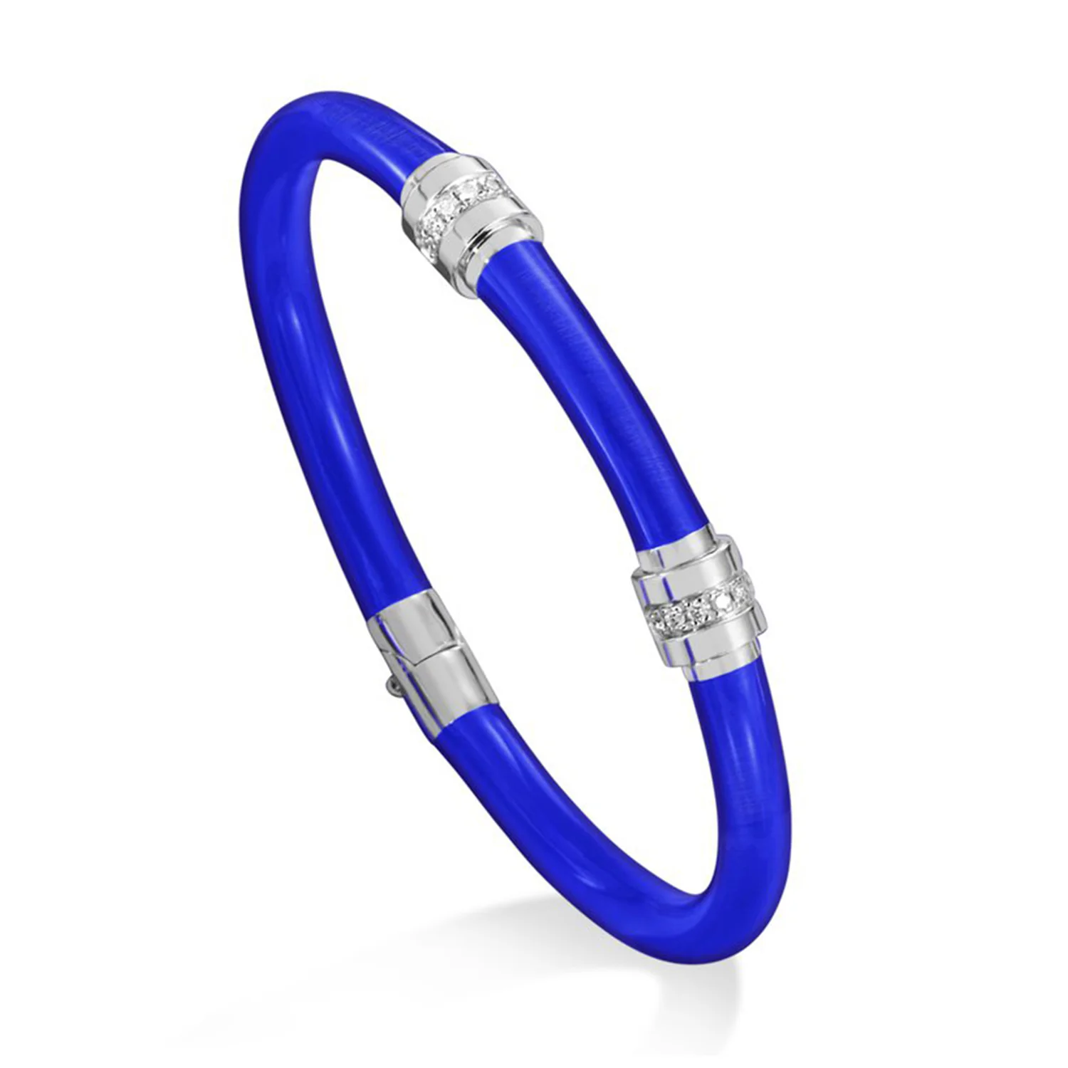 SOHO Sterling Silver Enamel Diamond Bangle