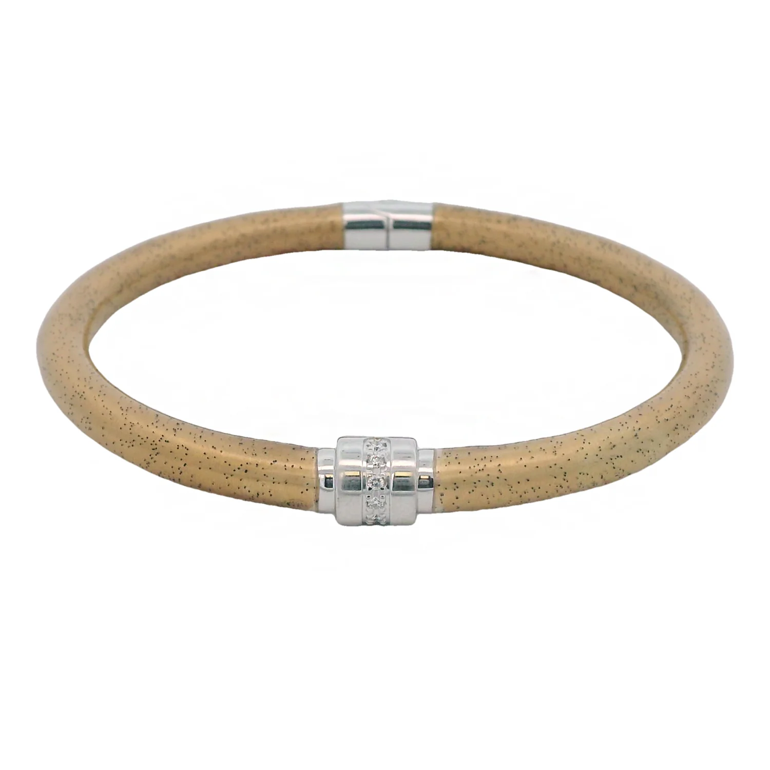 SOHO Sterling Silver Gold Enamel Diamond Bangle Bracelet