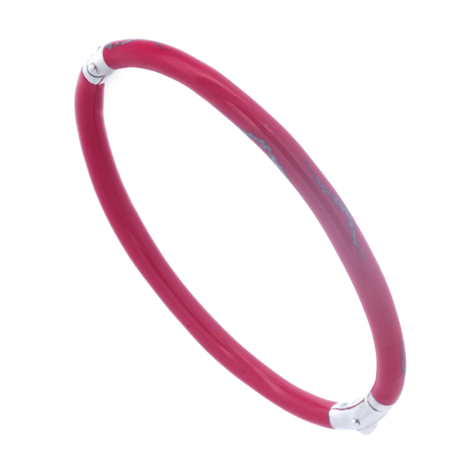 SOHO Sterling Silver Magenta Enamel Bangle Bracelet