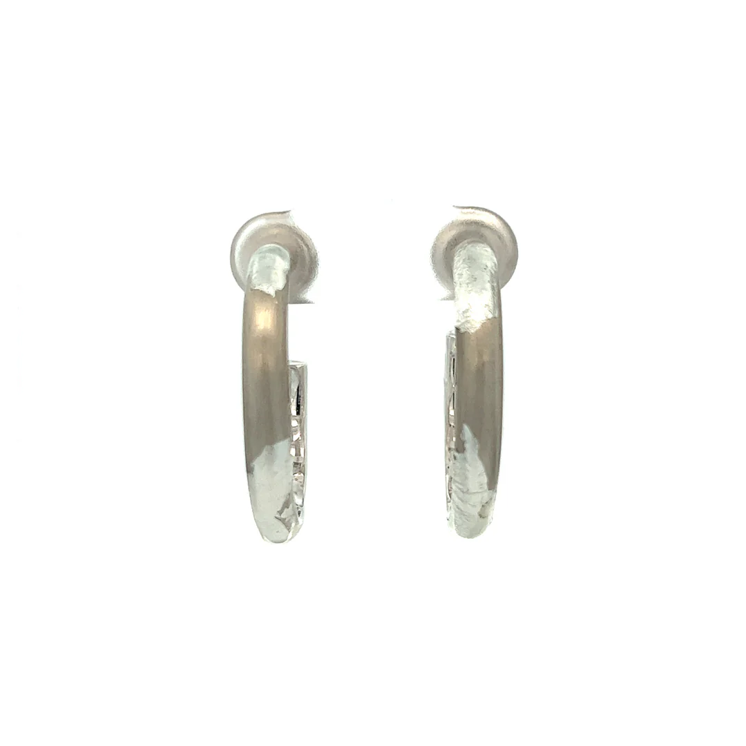 SOHO Sterling Silver with Silver Enamel Hoop Earrings