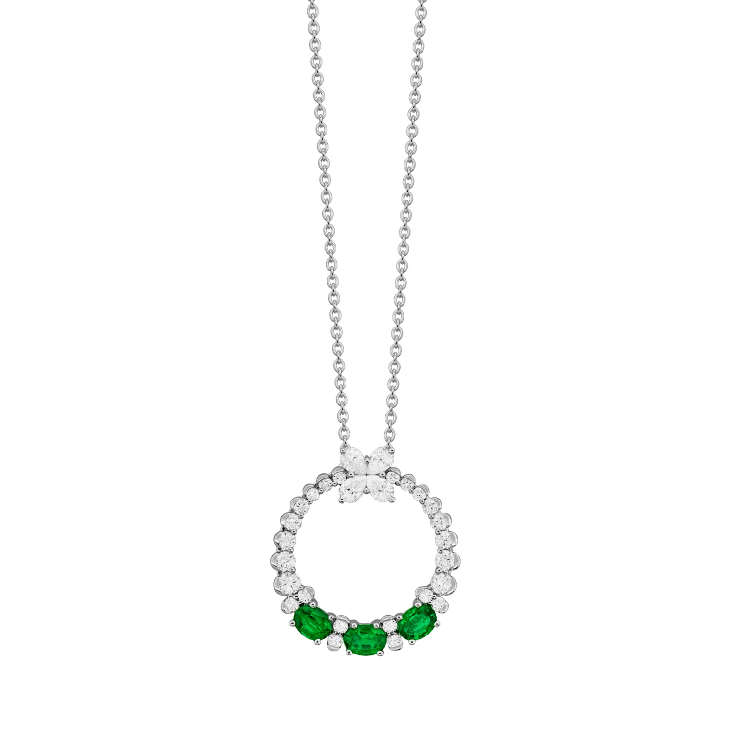 Spark Creations 18K Emerald and Diamond Pendant with Chain