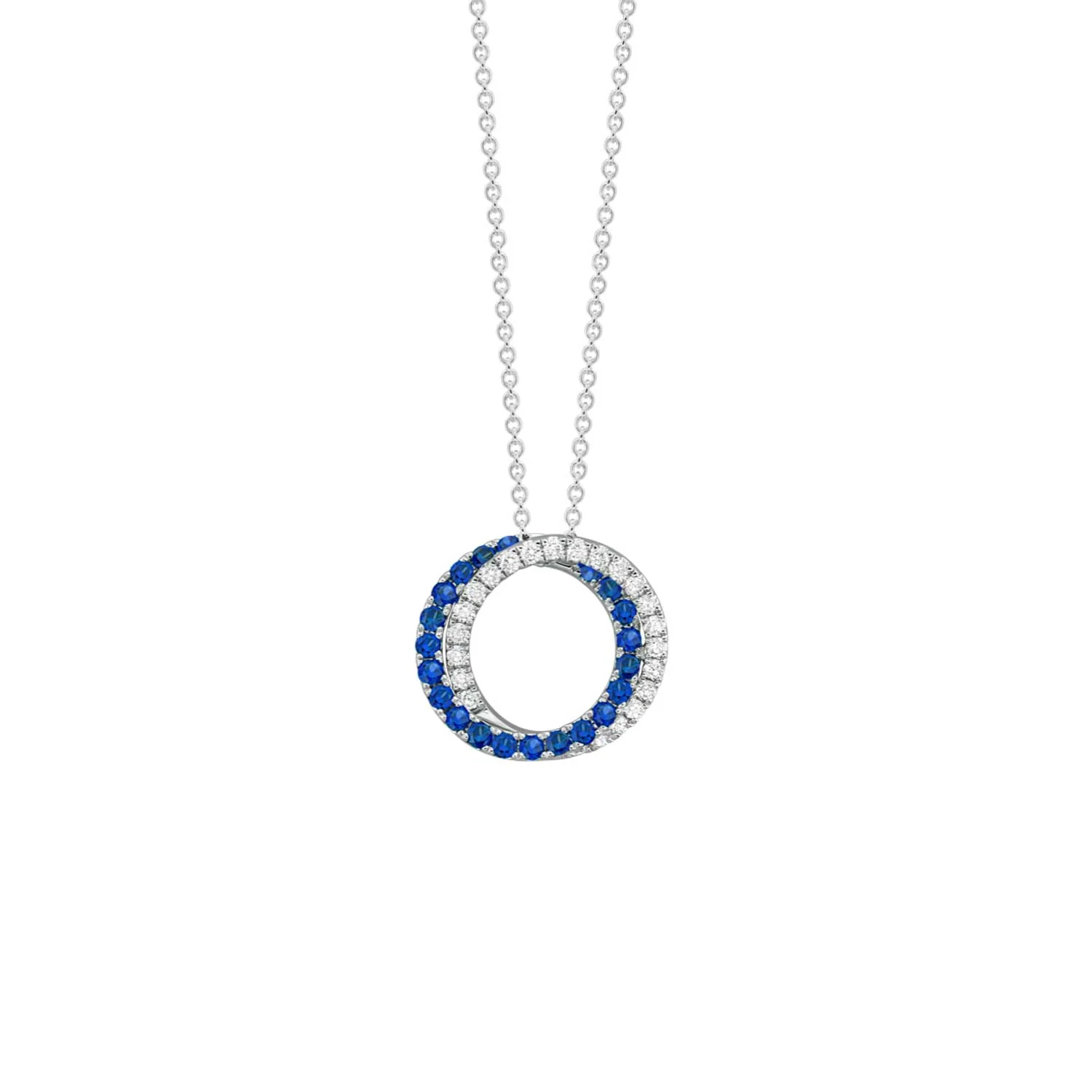 Spark Creations 18K 0.63 CTW Sapphire and 0.26 CTW Diamond Interlocking Circles Pendant