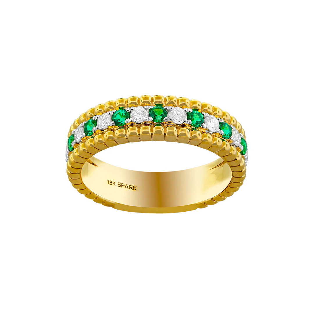 Spark Creations 18K Emerald and Diamond Ring
