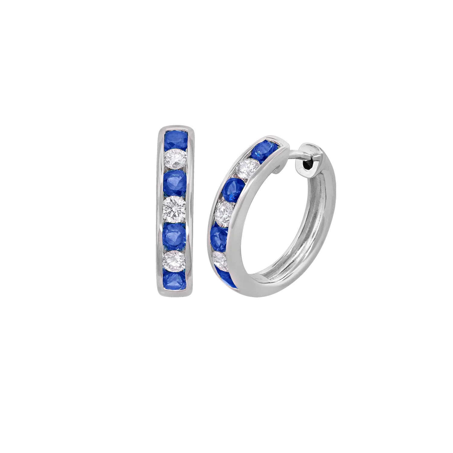 Spark Creations 18K Sapphire and Diamond Huggie Earrings