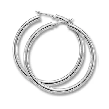 Sterling Silver Hoop Earrings - 40mm x 3mm