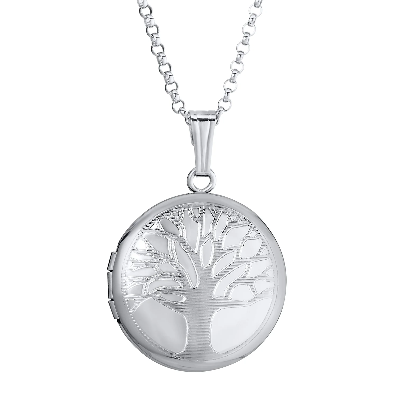 Sterling Silver Round Tree Locket with Chain