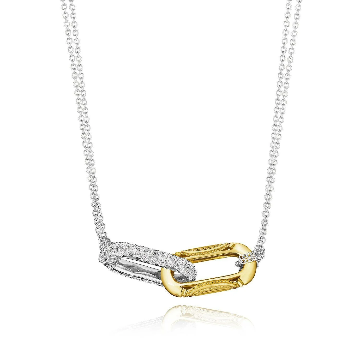 TACORI 18K Two-Tone Crescent Eclipse Diamond Double Link Necklace