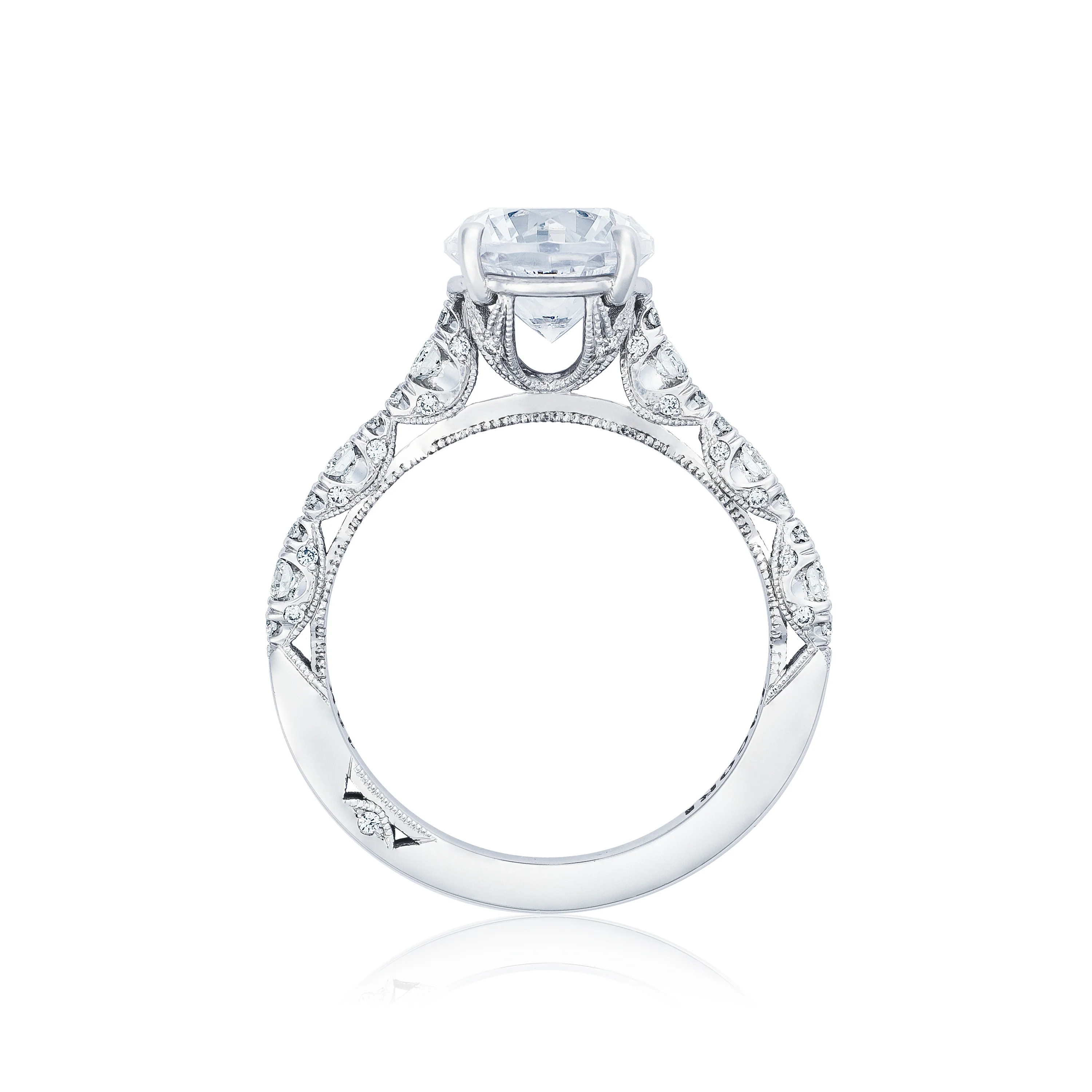 TACORI Platinum Petite Crescent Round Diamond Engagement Ring - Image 3