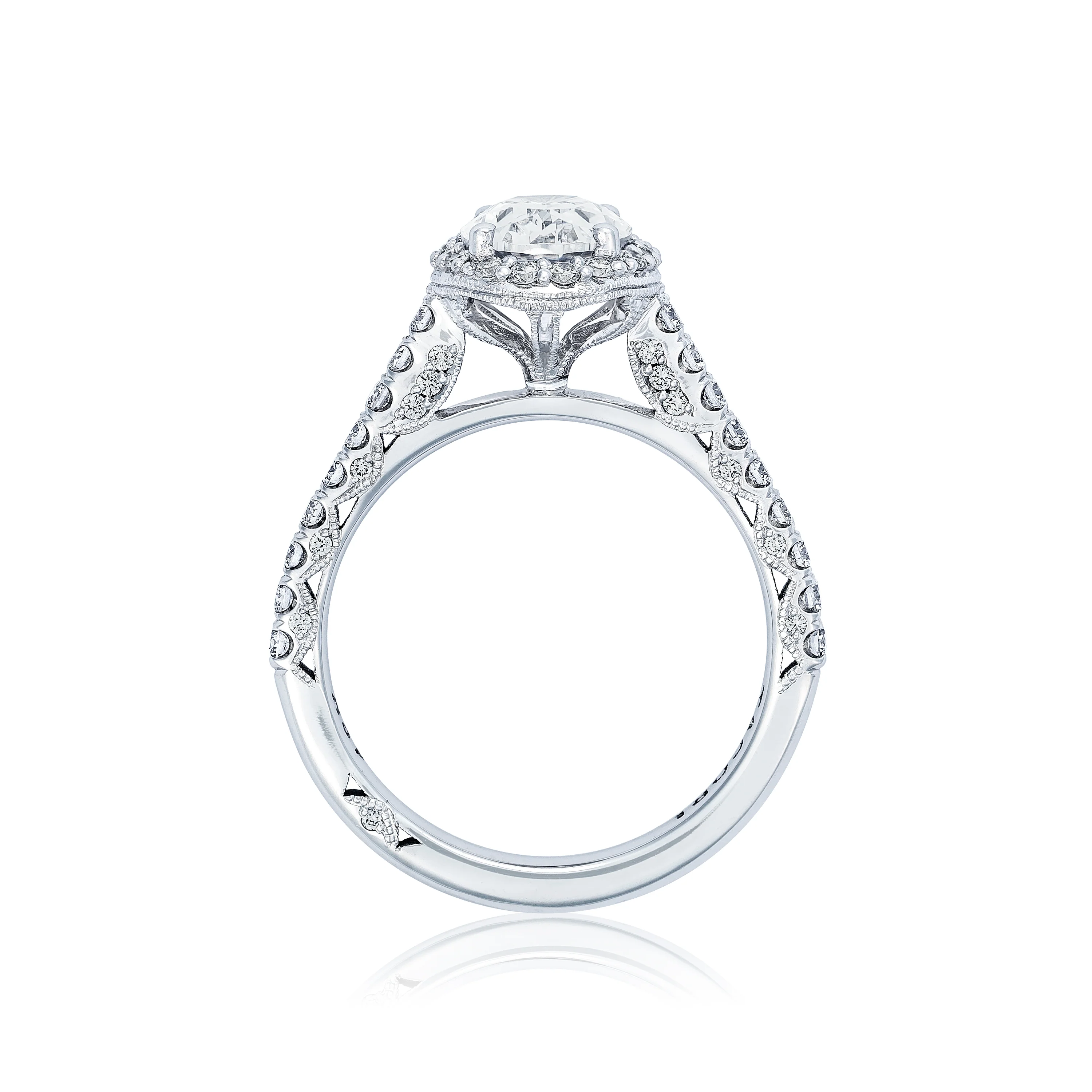 TACORI 18K Petite Crescent Oval Diamond Halo Engagement Ring - Image 3