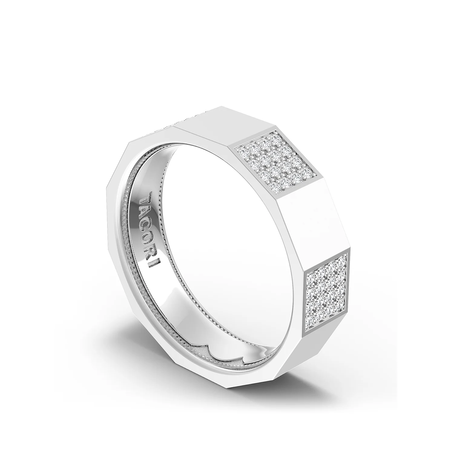 TACORI Platinum Diamond Faceted Wedding Band - Image 2